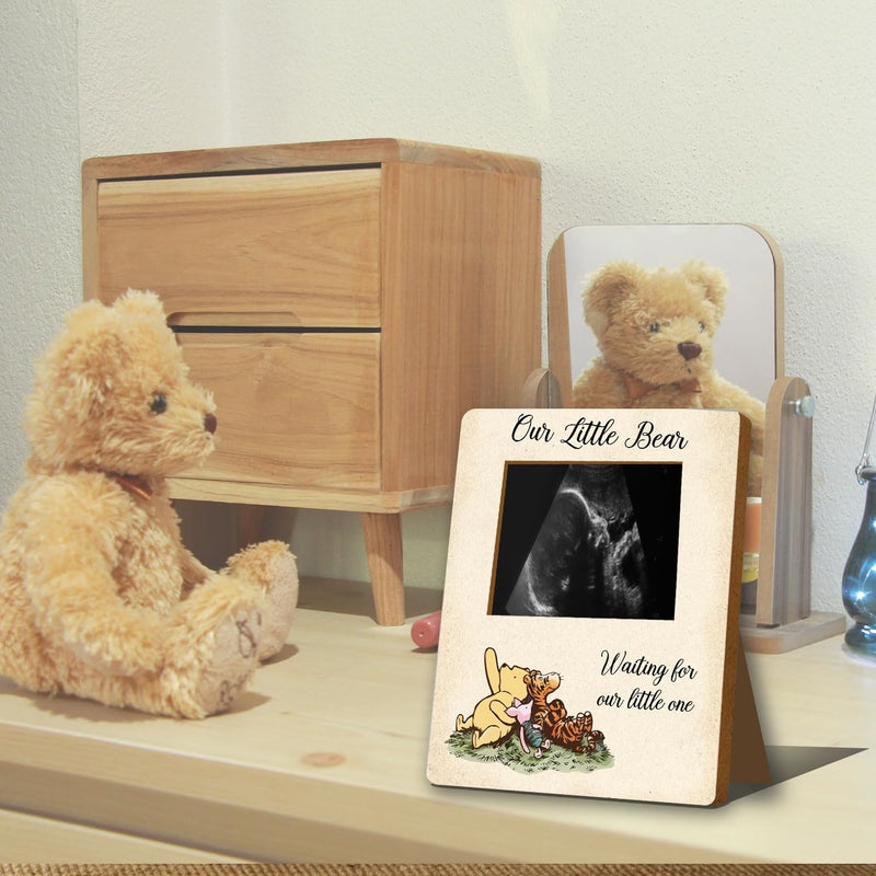 ALodr Winnie Baby Shower Decor - Picture Frame  Sign  Ultrasound Frame  Pregnancy Milestone Keepsake & Gender Reveal Decor - Image 3